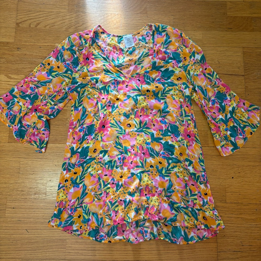 Anne Cole Floral Swim Outdoor Beach Resortwear Coastal Vacation Coverup XS/S